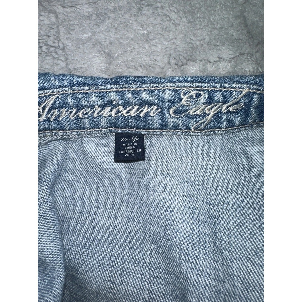 American Eagle Jacket Womens XS Denim Cropped Medium Wash 100% Cotton